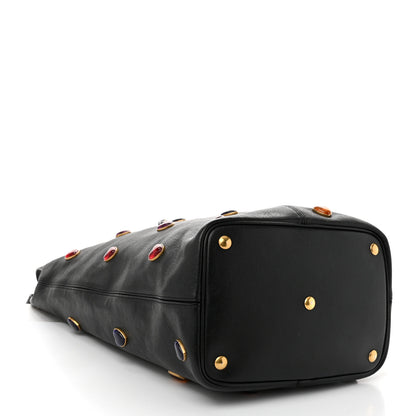 Saint Laurent Lambskin Medium Heart Studded Riva Bucket Bag Black 5 of 11
