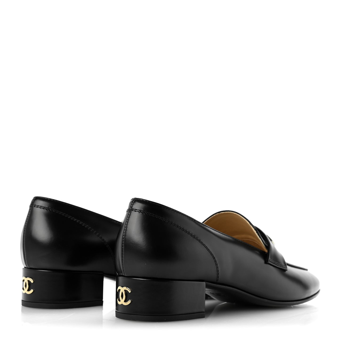 Shiny Calfskin Logo Loafers 39 Black