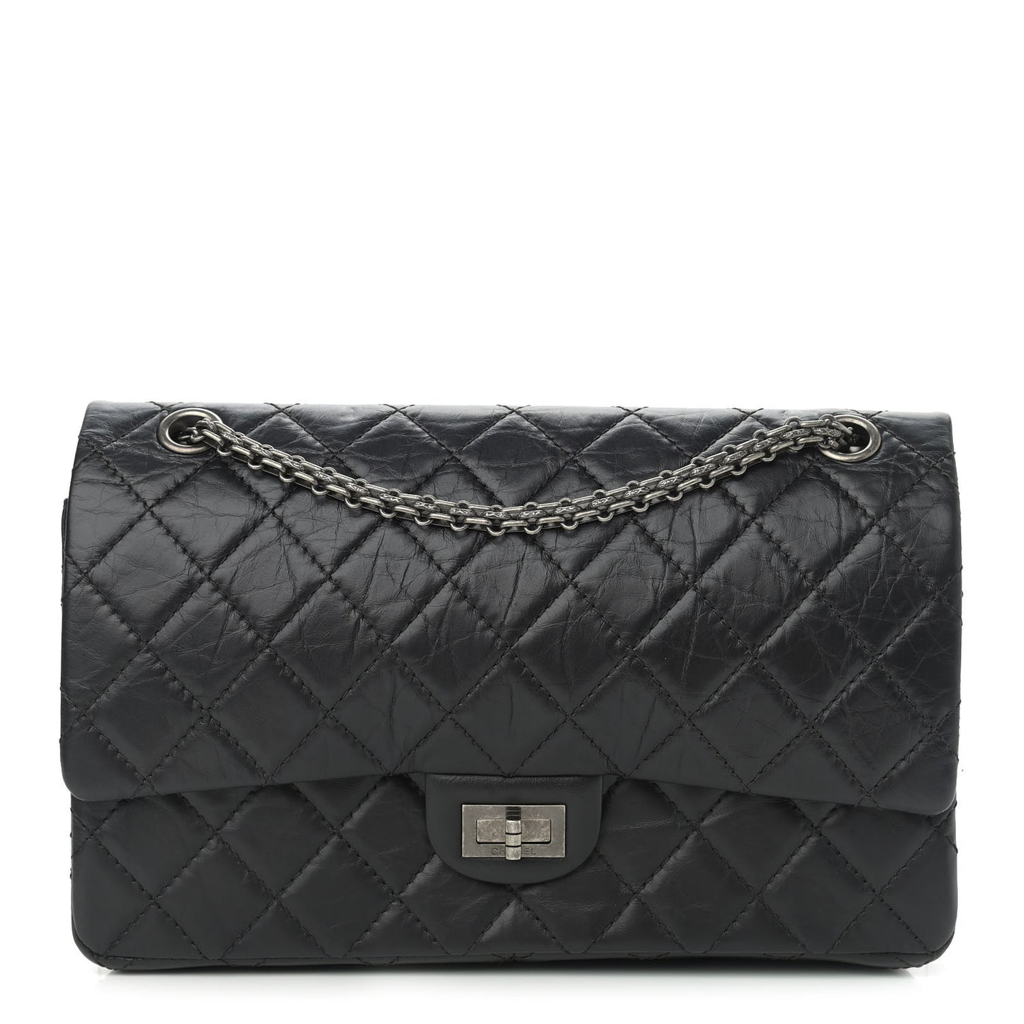 Aged Calfskin Quilted 2.55 Reissue 226 Flap Black