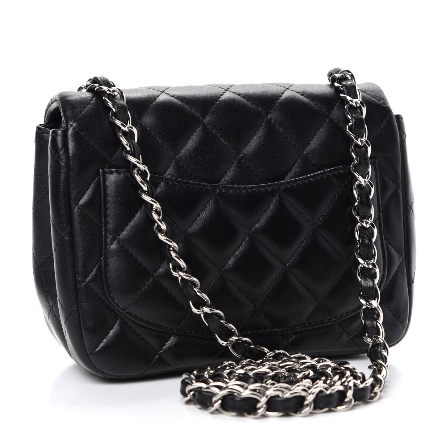 Lambskin Quilted Mini Square Flap Black