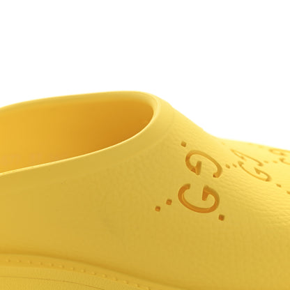 Gucci Rubber GG Monogram Perforated Elea Platform 55mm Lug Sole Sandals 37 Smile Yellow 10 of 11
