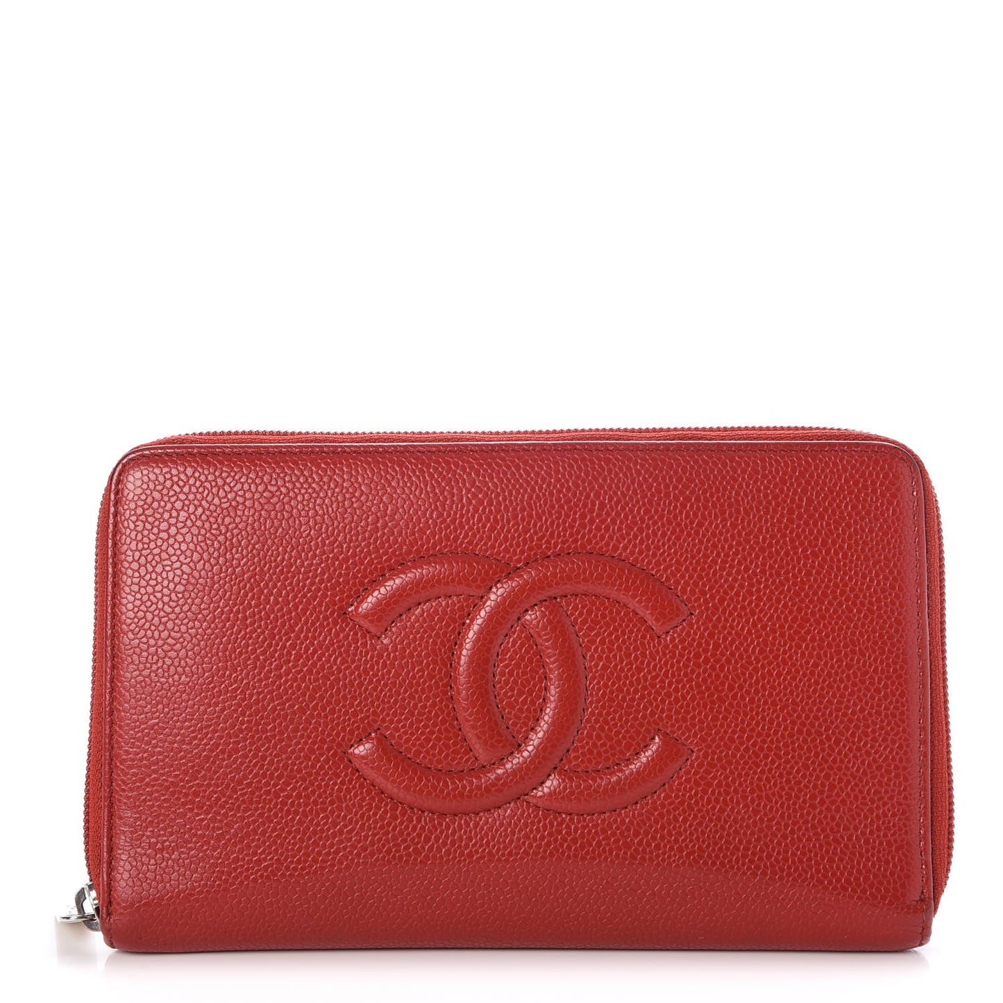 Caviar Large CC Timeless Zip Around Organizer Wallet Red