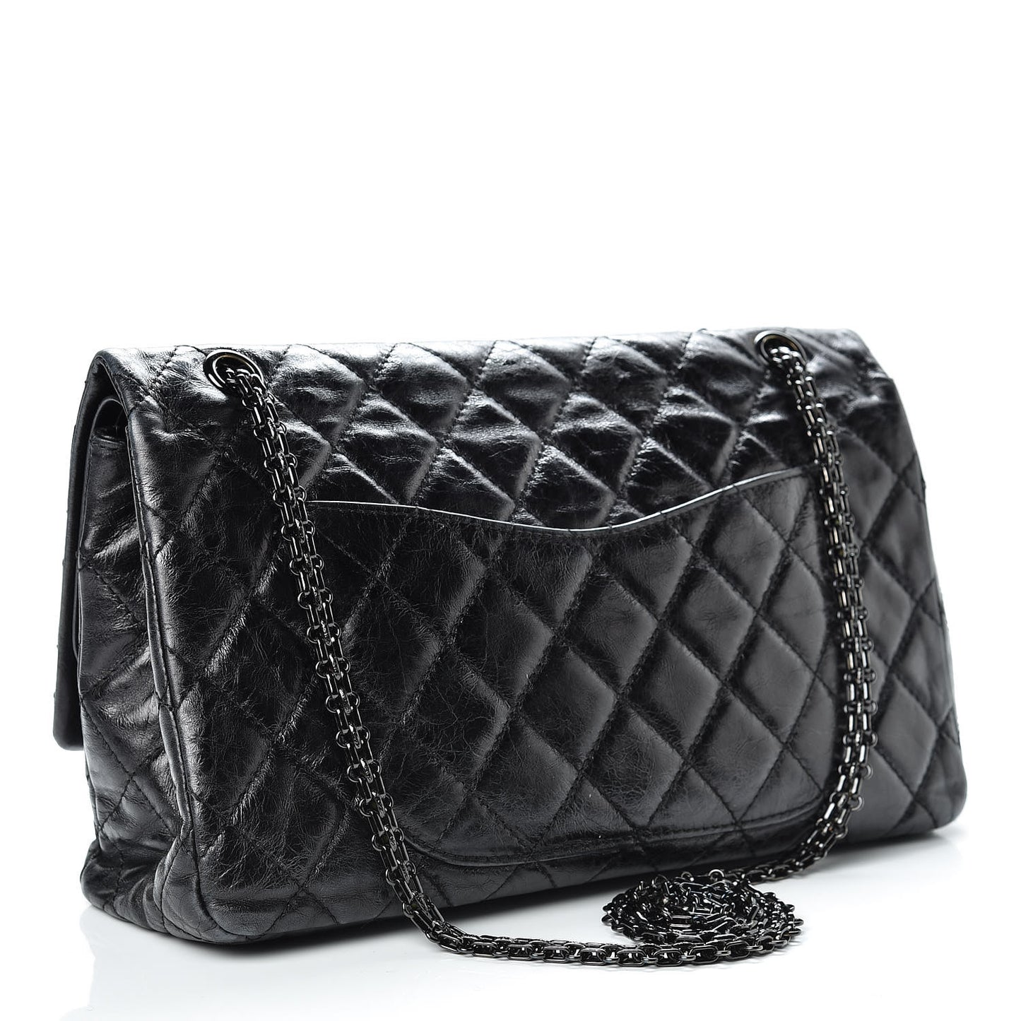 Metallic Aged Calfskin Quilted 2.55 Reissue 227 Flap So Black