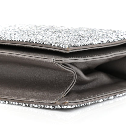 Chanel Crystal Satin Metal Handle Evening Clutch Silver 7 of 8