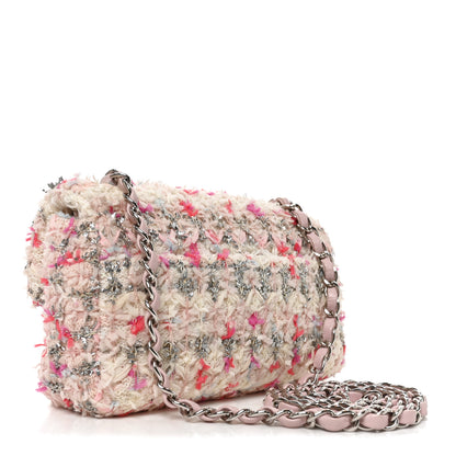 Chanel Tweed Quilted Mini Rectangular Flap Light Pink Silver Blue 3 of 10