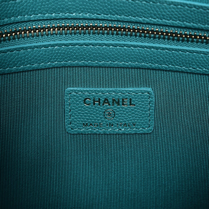 Chanel Iridescent Caviar Quilted Medium Cosmetic Case Turquoise 6 of 7