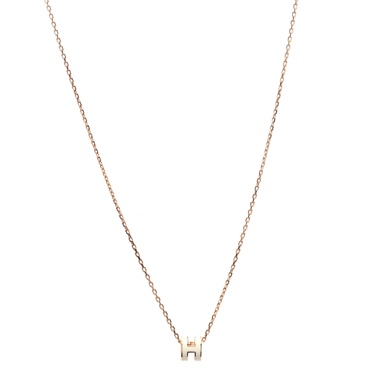 Lacquered Rose Gold Mini Pop H Pendant Necklace White