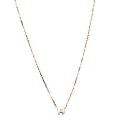 Hermes Lacquered Rose Gold Mini Pop H Pendant Necklace White 1 of 6