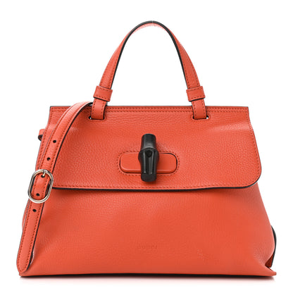 Gucci Cellarius Calfskin Small Bamboo Daily Top Handle Bag New Dark Orange 1 of 10