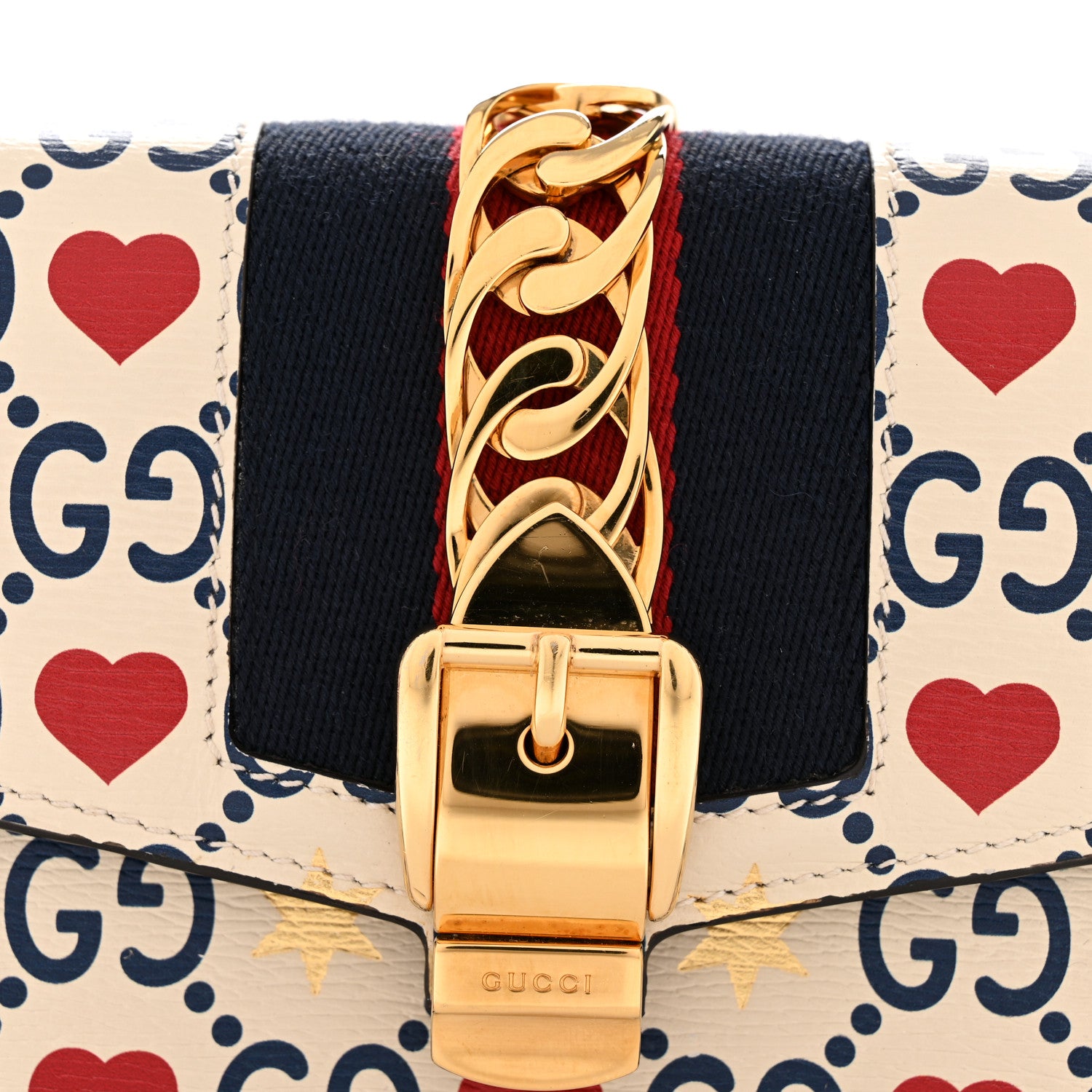 Gucci Textured Calfskin Valentine's Day Super Mini Sylvie Chain Shoulder Bag Ivory 11 of 11