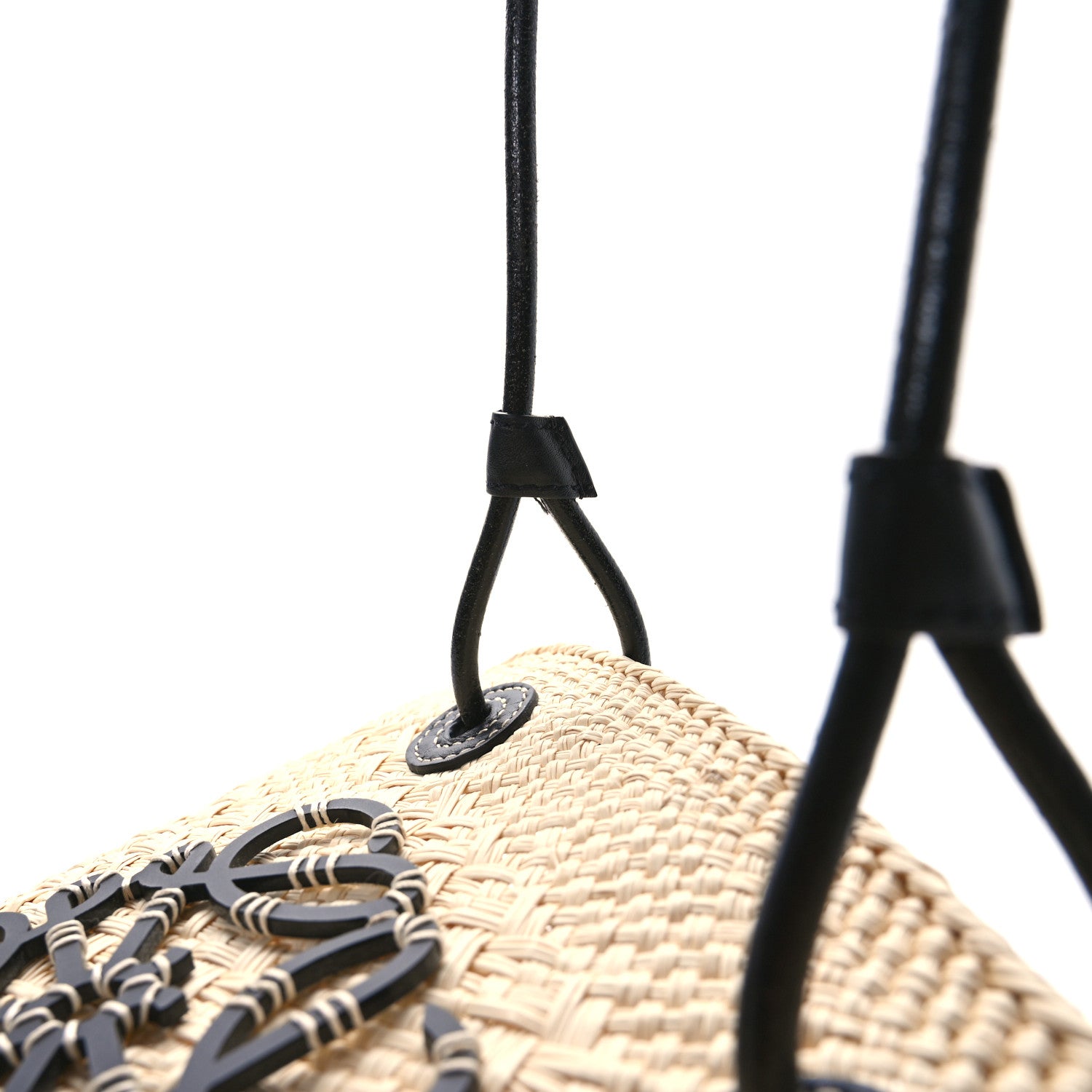 Loewe Calfskin Raffia Paulas Ibiza Small Anagram Basket Tote Bag Natural Black 12 of 12