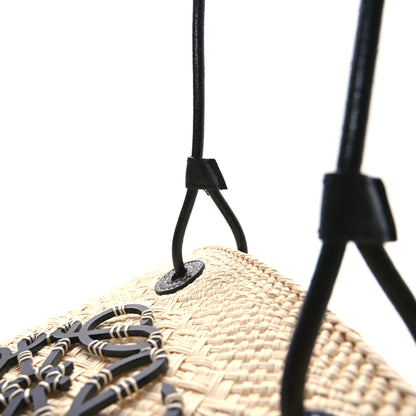 Loewe Calfskin Raffia Paulas Ibiza Small Anagram Basket Tote Bag Natural Black 12 of 12