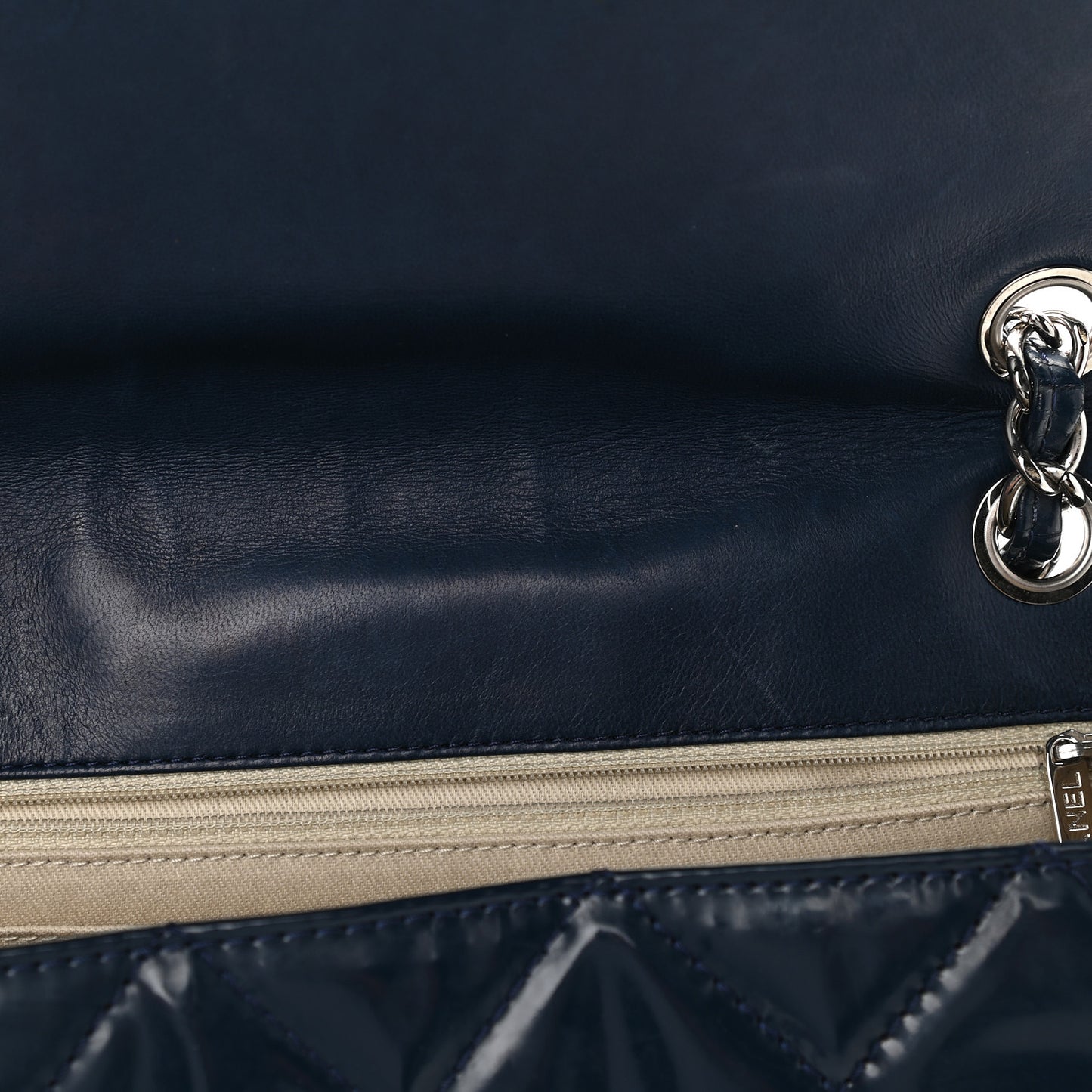 Vinyl Quilted In the Business Flap Bag Navy Blue