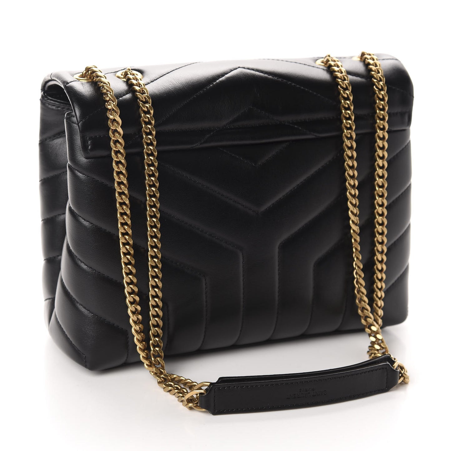 Calfskin Y Quilted Monogram Small Loulou Chain Satchel Black