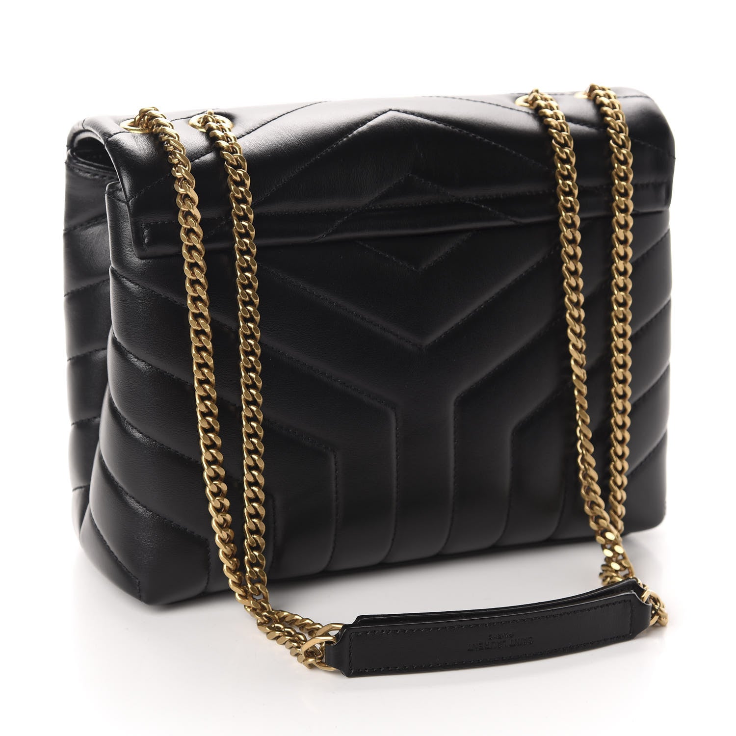 Saint Laurent Calfskin Y Quilted Monogram Small Loulou Chain Satchel Black 3 of 11
