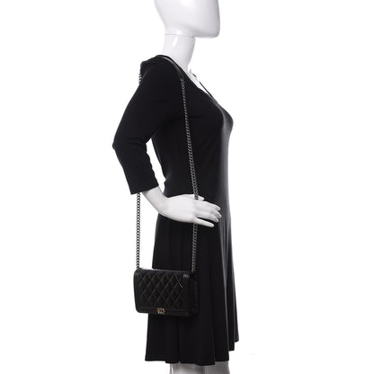Chanel Glazed Calfskin Calfskin Quilted Boy Wallet On Chain WOC Black 2 of 12