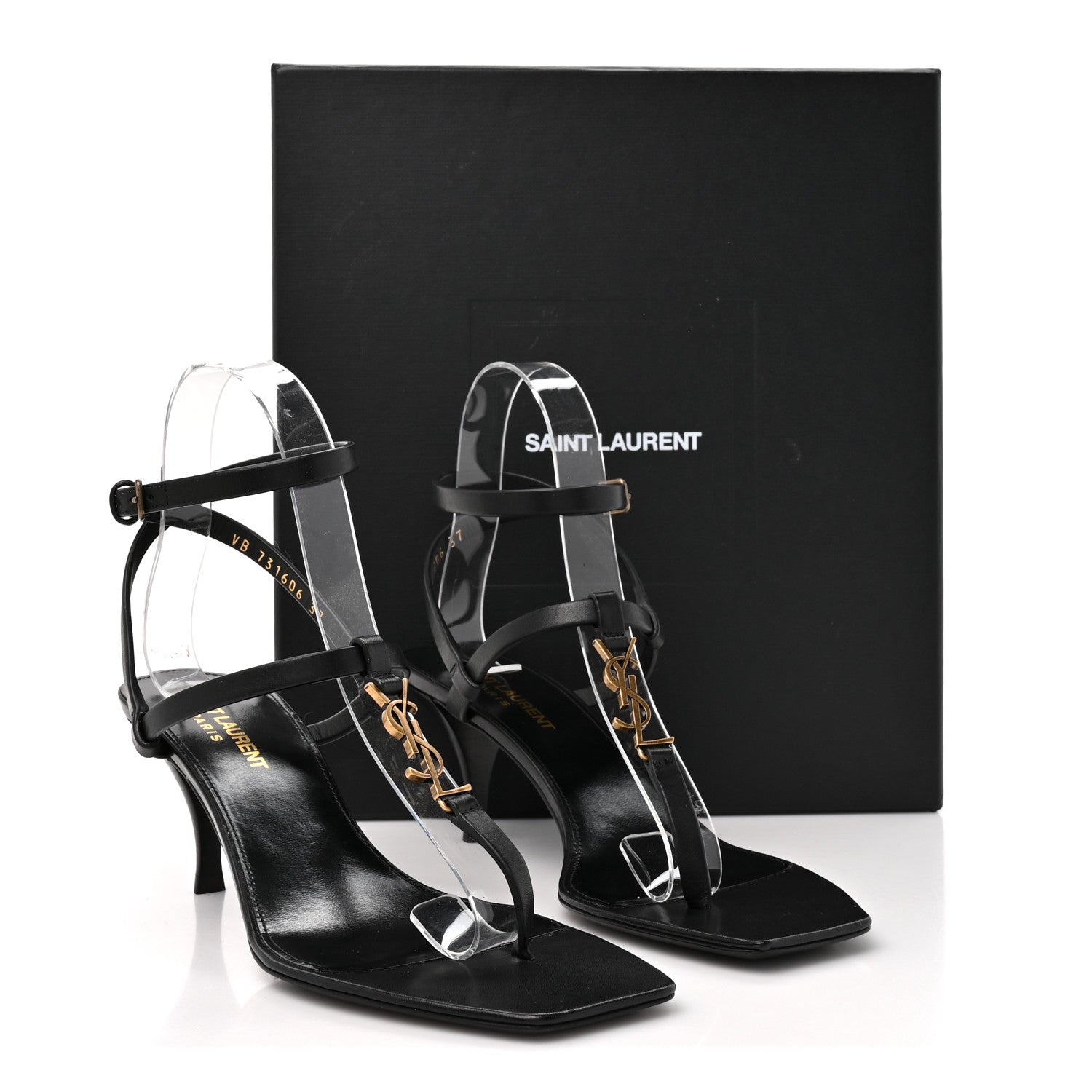 Saint Laurent Calfskin Cassandra 60 Sandals 37 Black 10 of 10