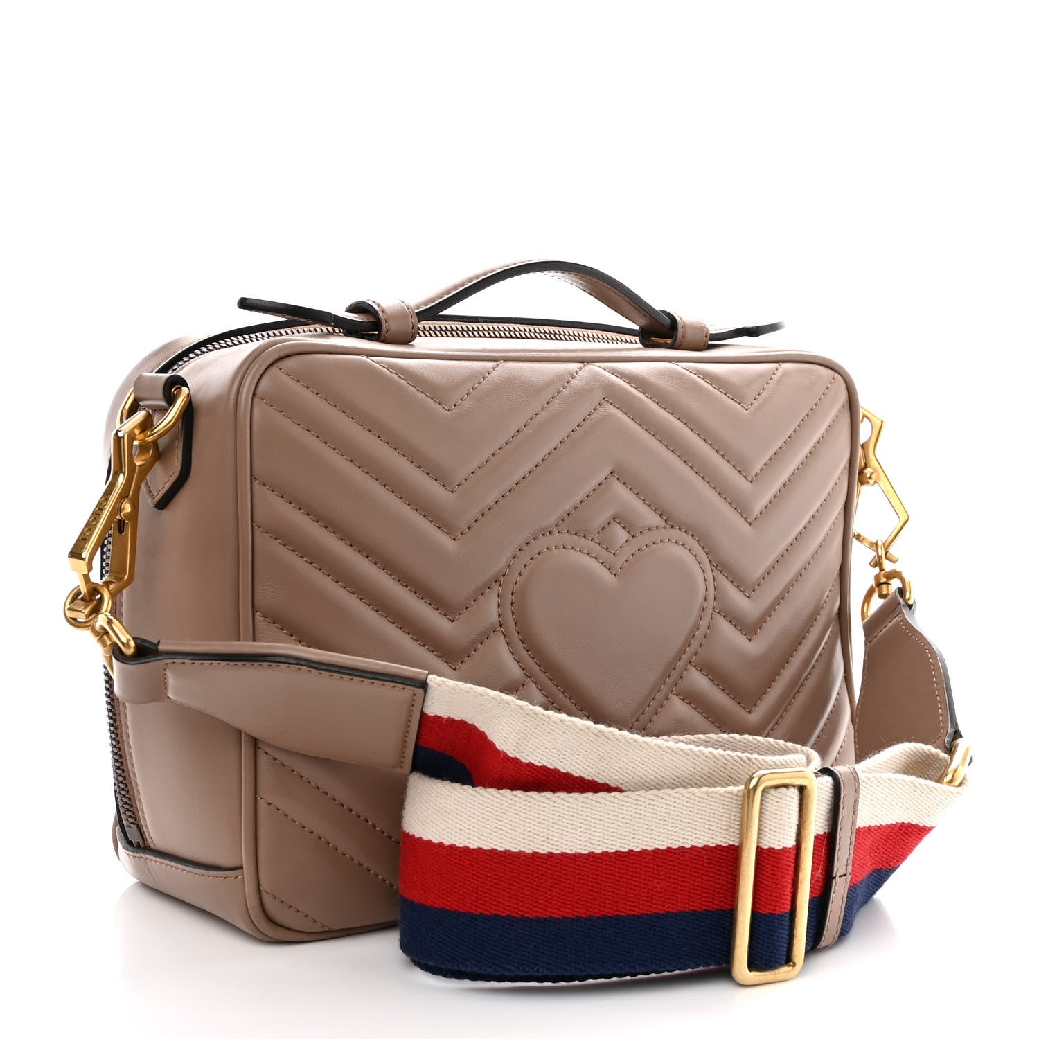 Gucci Calfskin Matelasse Sylvie Web Small GG Marmont Top Handle Shoulder Bag Porcelain Rose 3 of 11