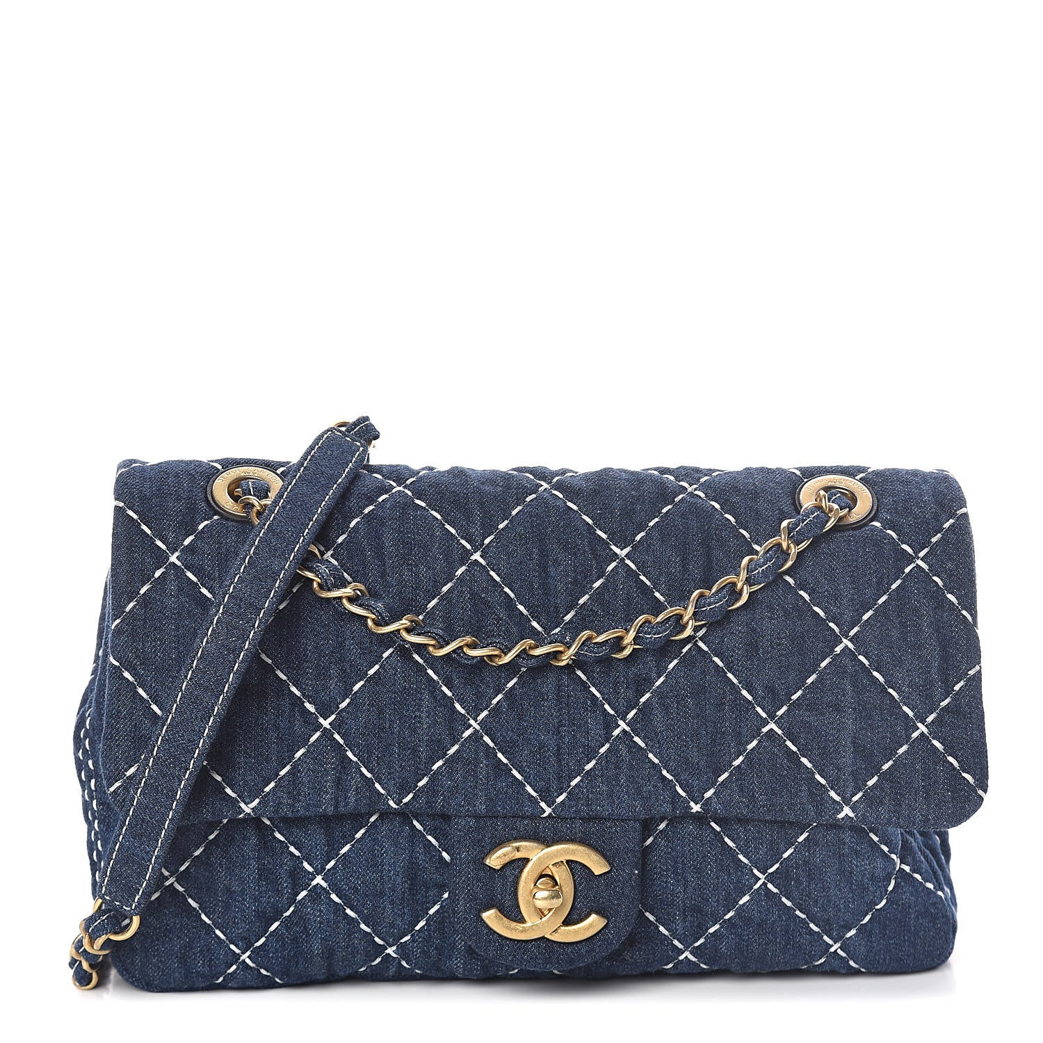 Chanel Denim Quilted Single Flap Blue 1 of 10