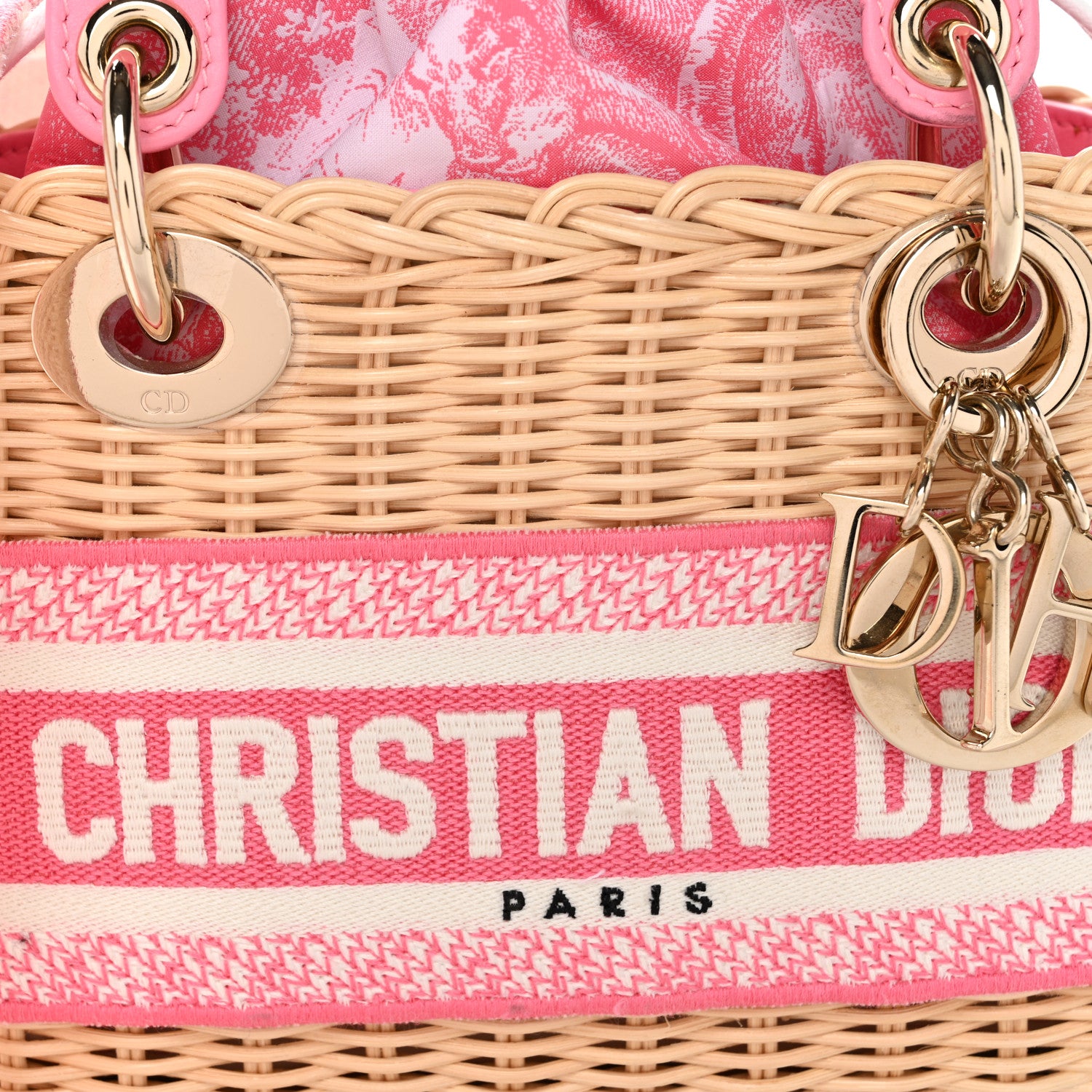 Christian Dior Wicker Oblique Mini Lady Dior Bag Fluorescent Pink 7 of 9