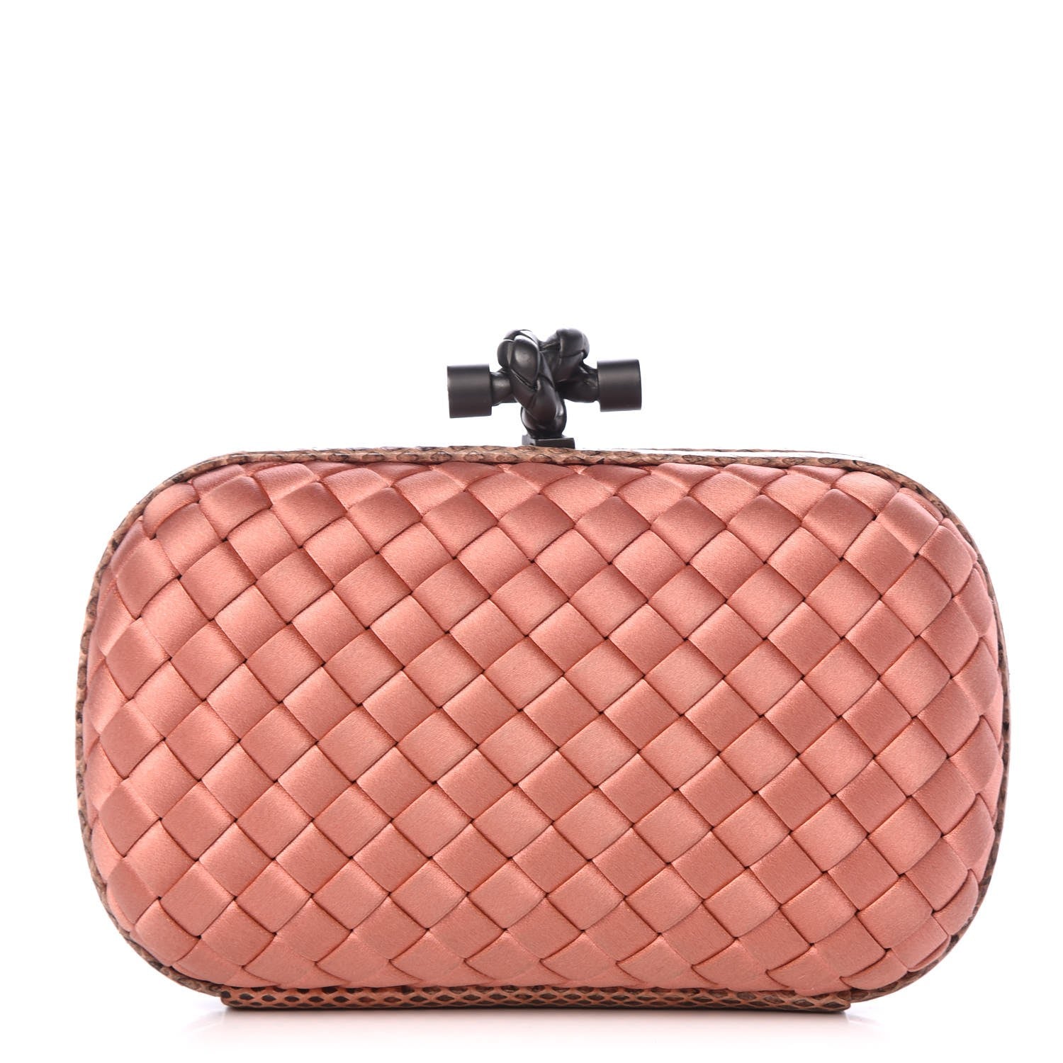 Bottega Veneta Satin Intreccio Impero Ayers Knot Clutch Dark Pink 1 of 6