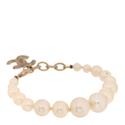 Chanel Graduated Pearl Crystal CC Bracelet Gold 3 of 5