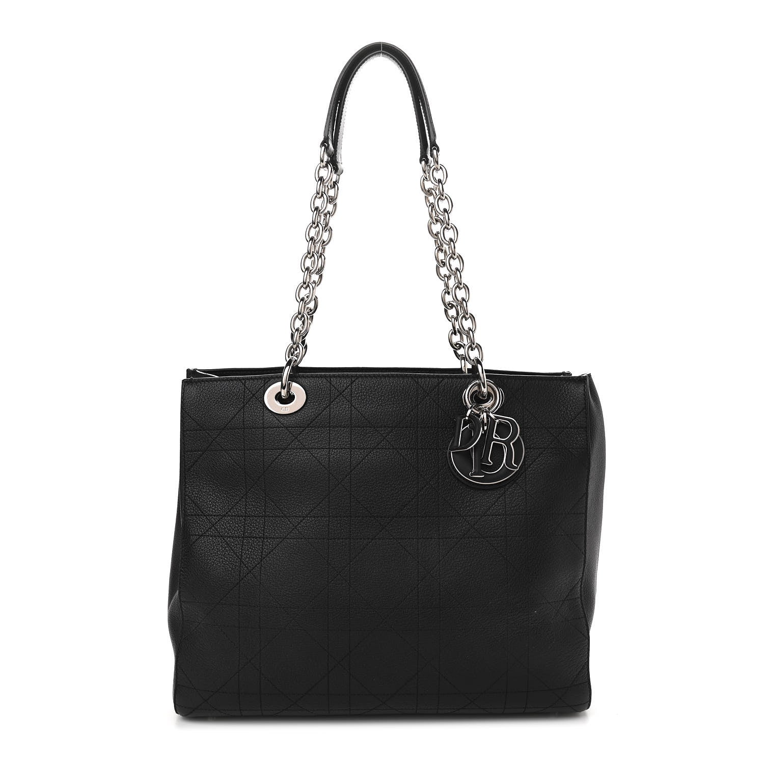 Christian Dior Grained Calfskin Cannage Medium Ultradior Tote Black 1 of 14