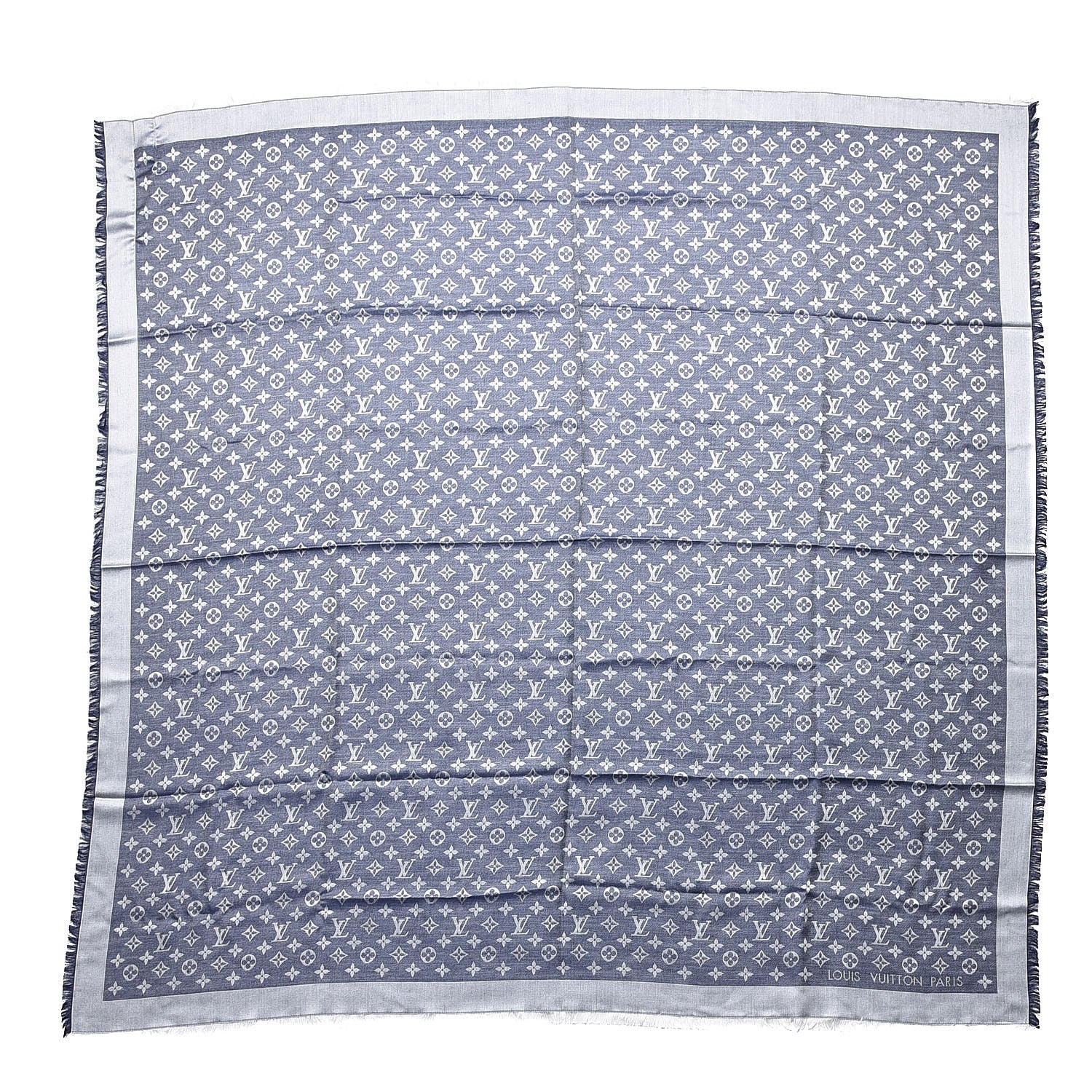 Louis Vuitton Silk Wool Monogram Denim Shawl Blue 1 of 4