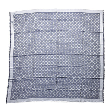 Louis Vuitton Silk Wool Monogram Denim Shawl Blue 1 of 4