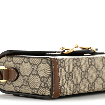 Gucci GG Supreme Monogram Mini Horsebit 1955 Shoulder Bag Beige Brown Sugar 9 of 12