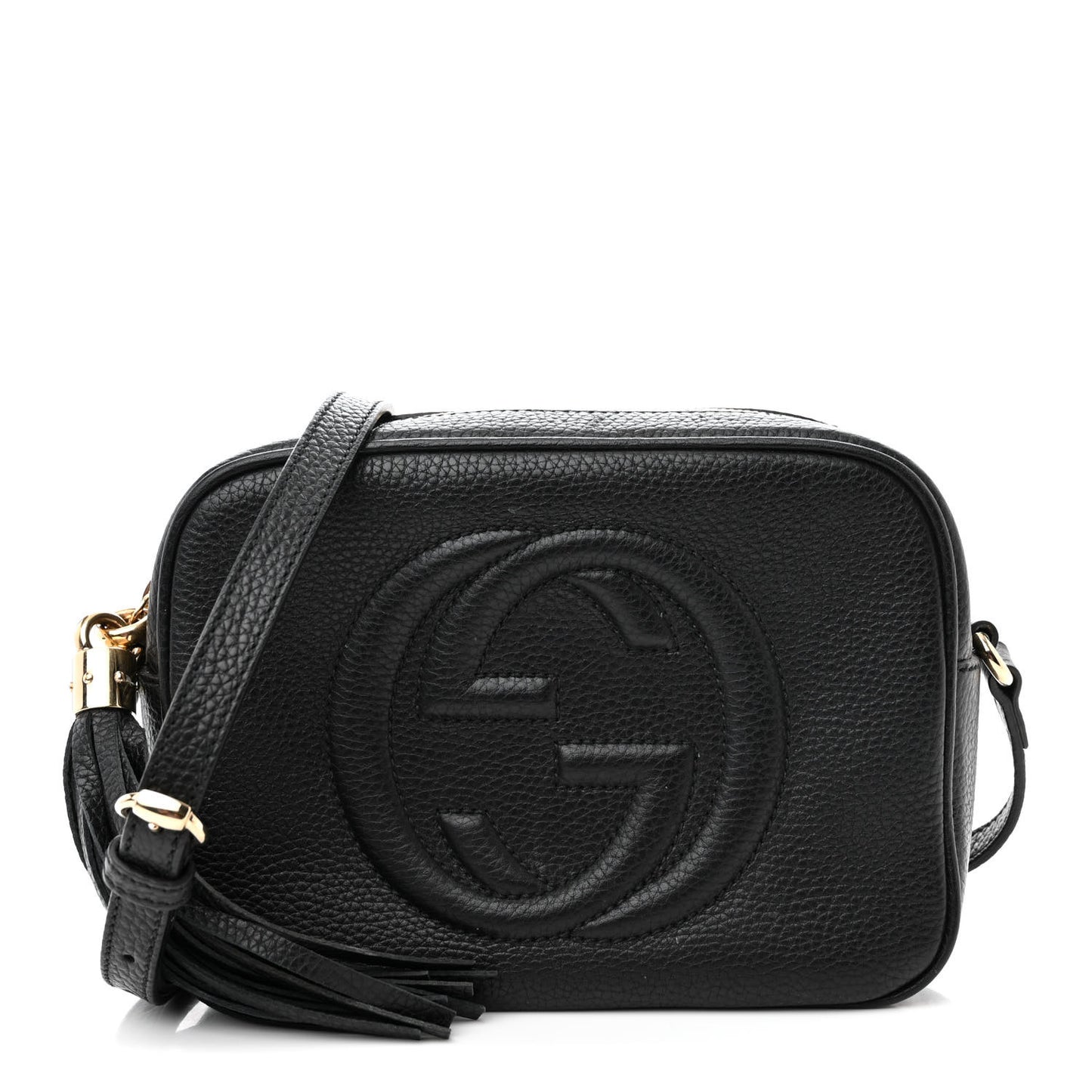 Pebbled Calfskin Small Soho Disco Bag Black