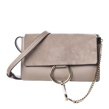 Chloe Suede Calfskin Small Faye Shoulder Bag Motty Grey 1 of 13