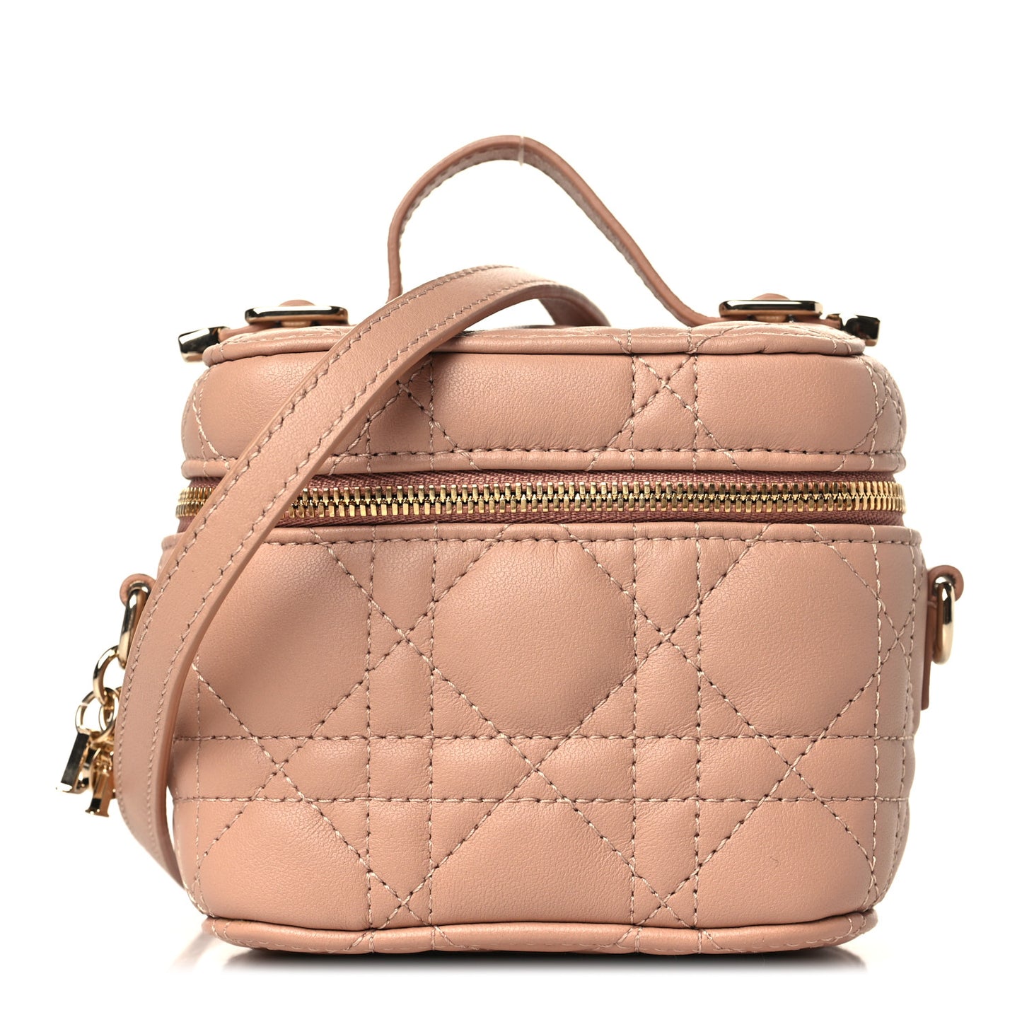 Lambskin Cannage Micro Vanity Case Rose Des Vents
