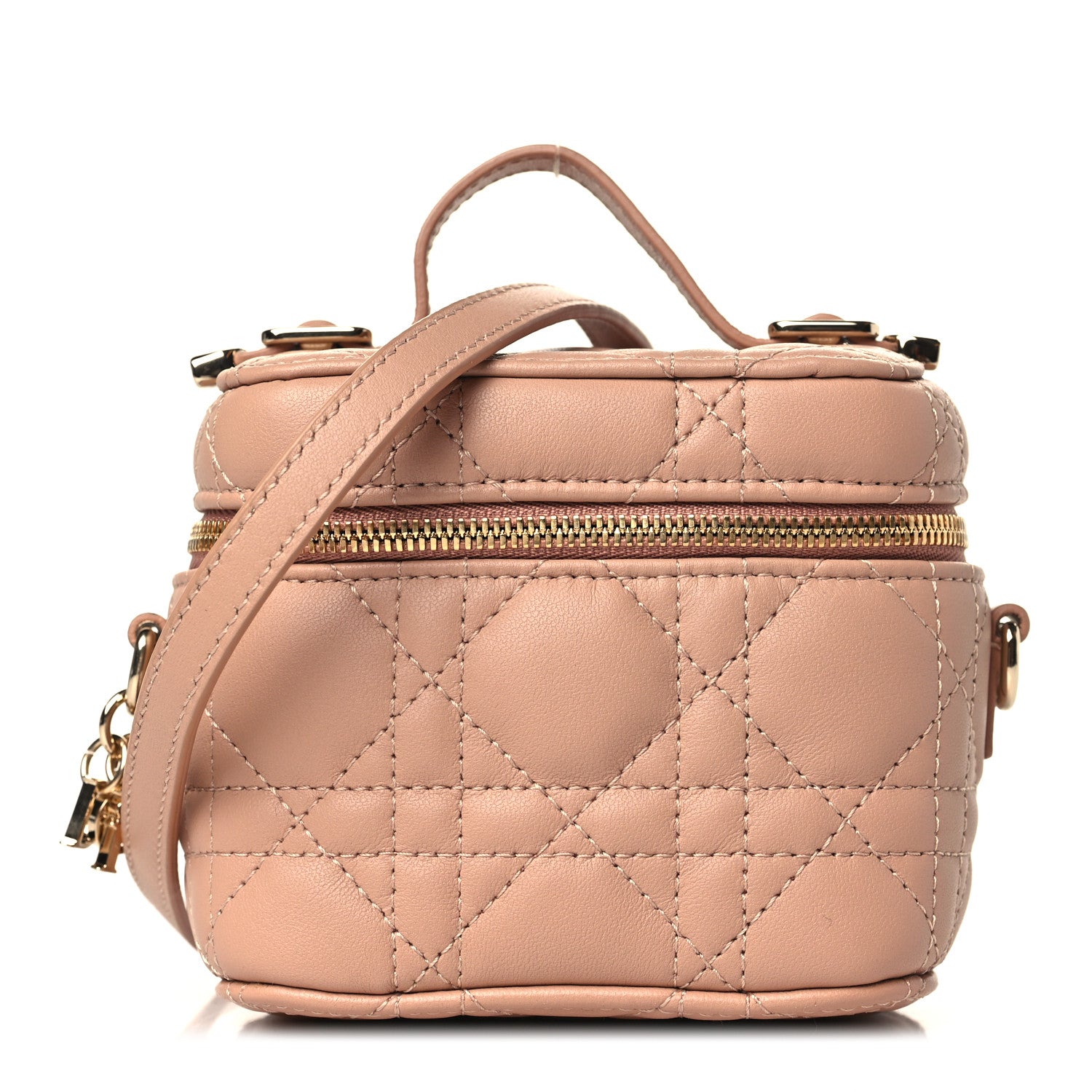Christian Dior Lambskin Cannage Micro Vanity Case Rose Des Vents 1 of 9