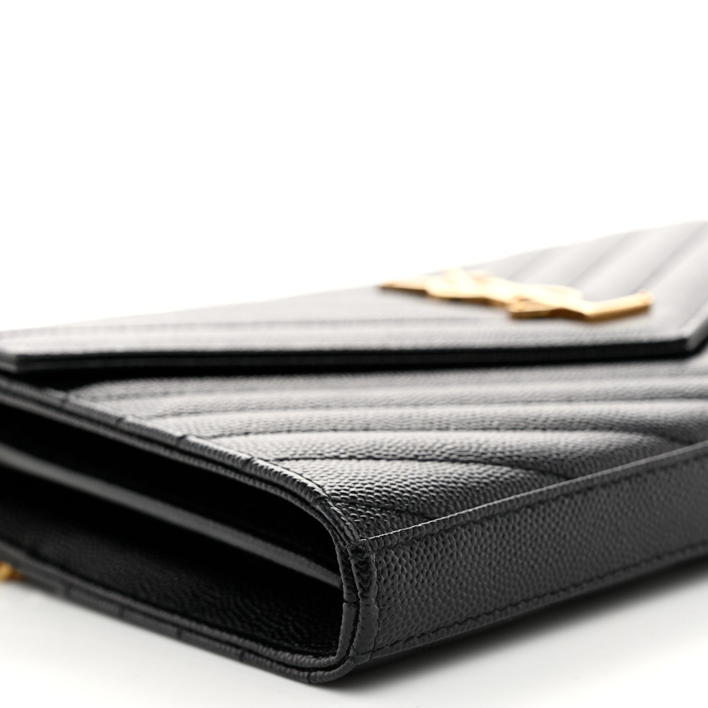Grain De Poudre Matelasse Chevron Monogram Chain Wallet Black