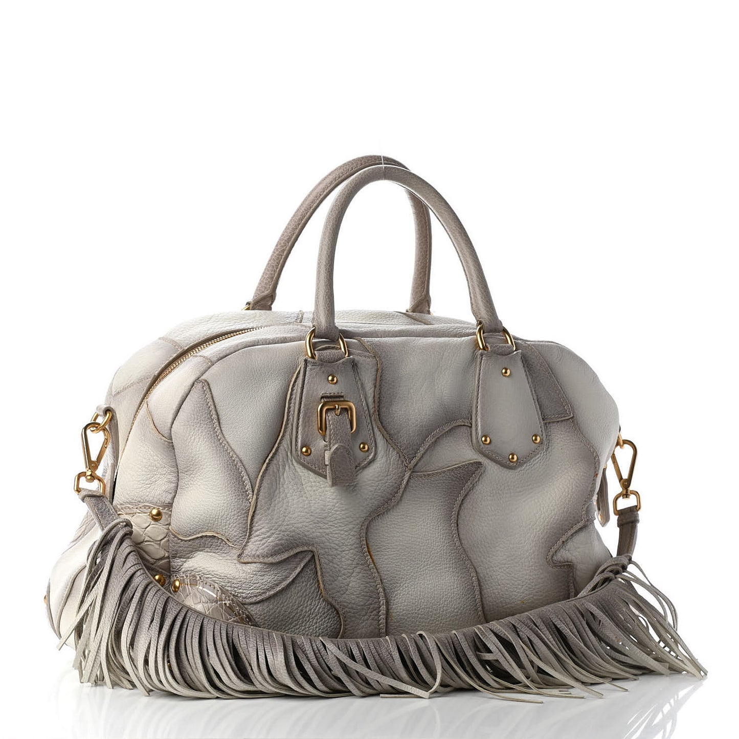 Cervo Patchwork Fringe Bowler Bianco