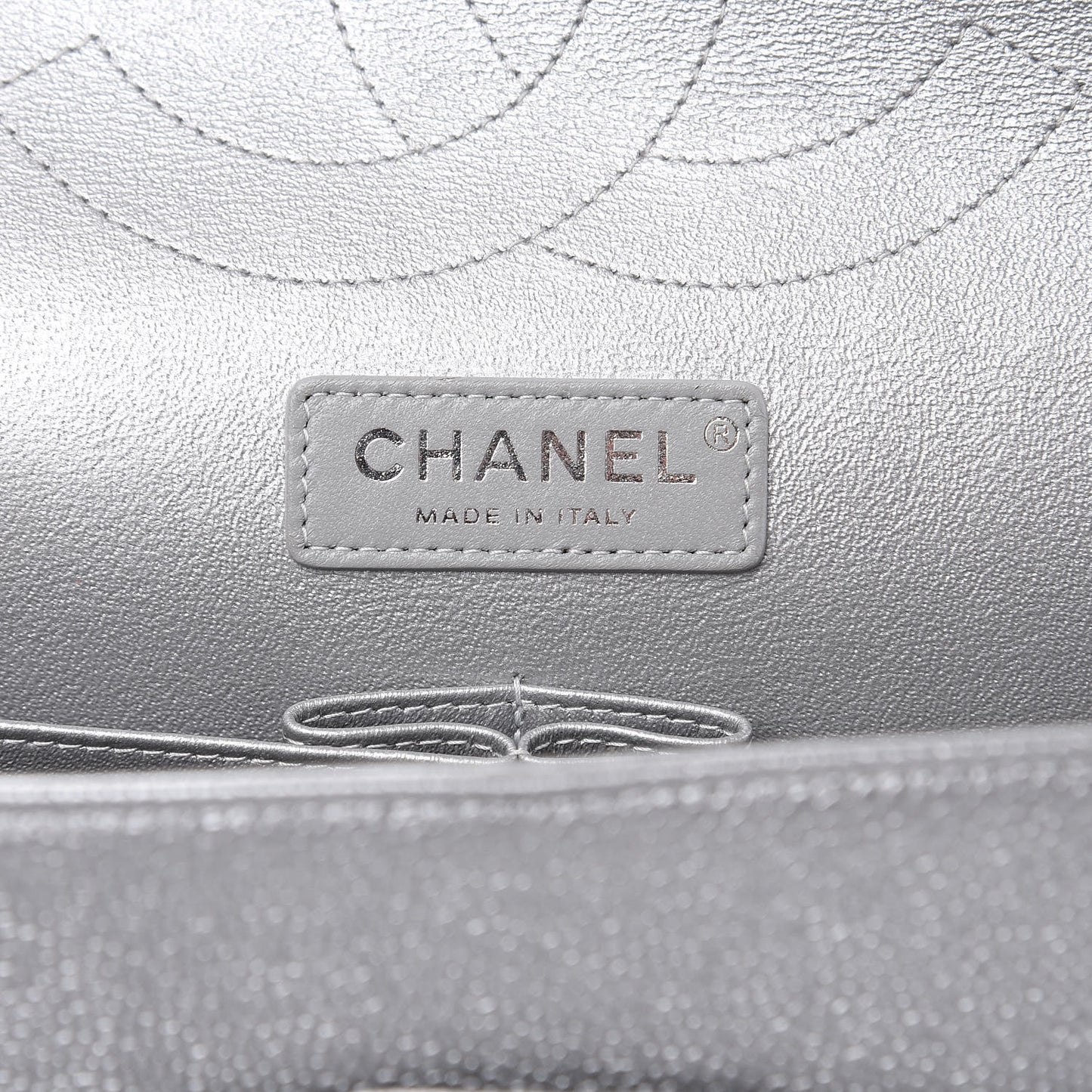Metallic Caviar Quilted Jumbo Double Flap Silver