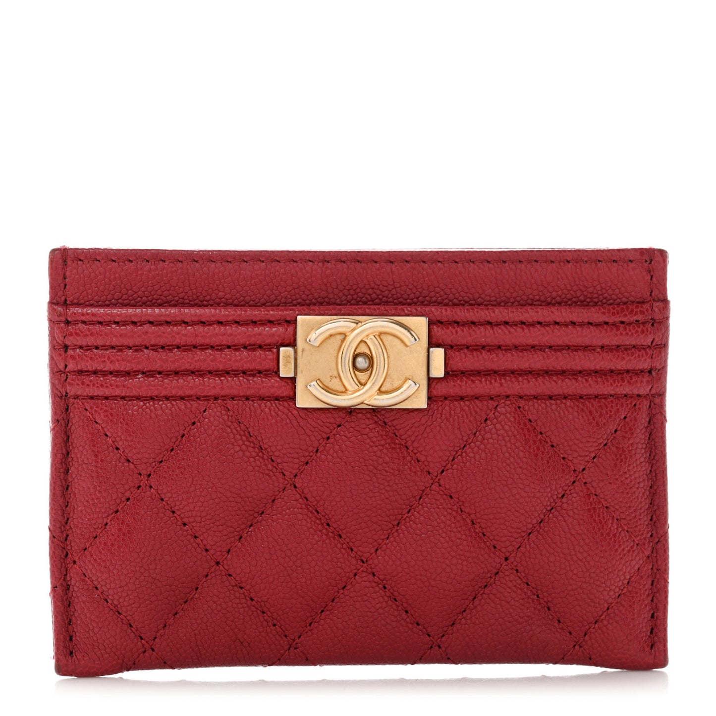 Caviar Quilted Boy Card Holder Red