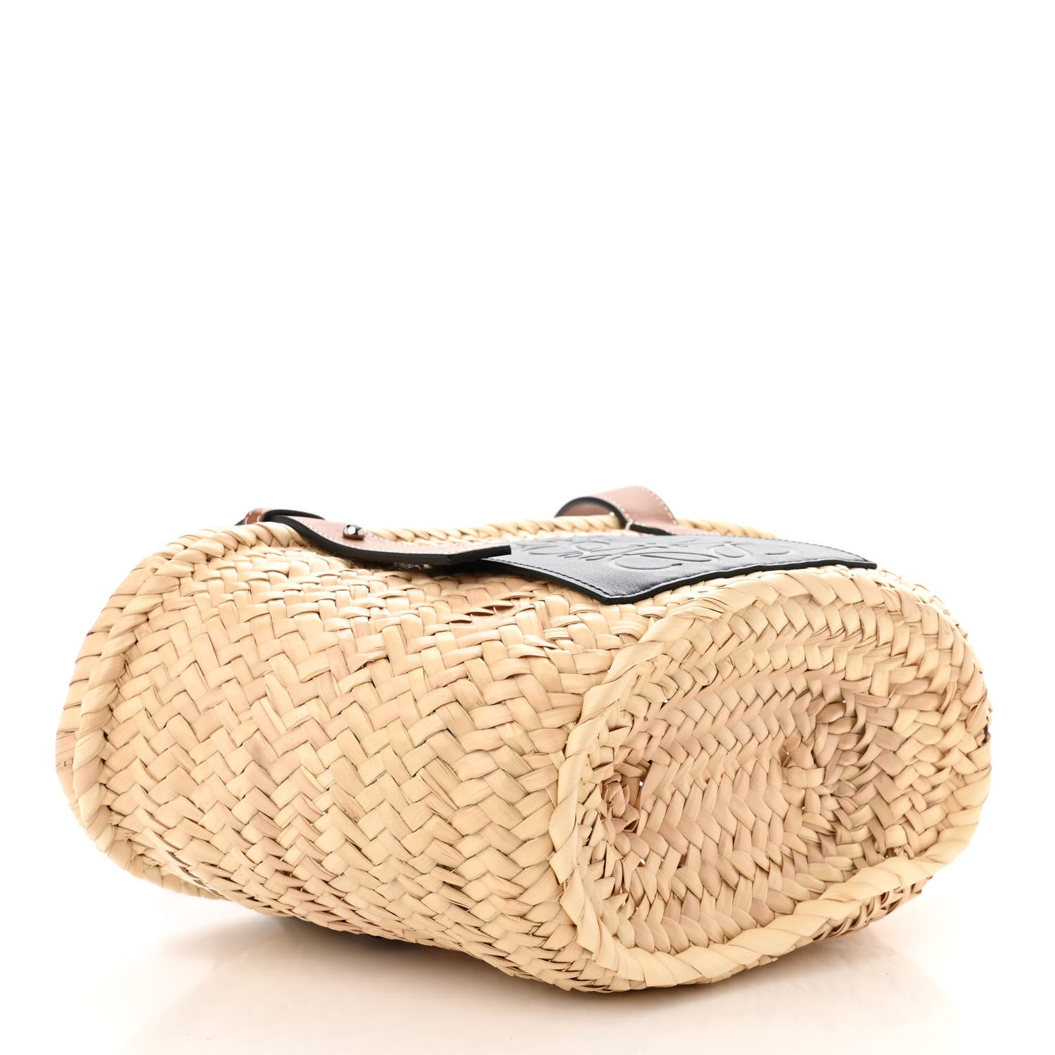 Loewe Raffia Small Basket Tote Bag Natural Tan Navy 4 of 11