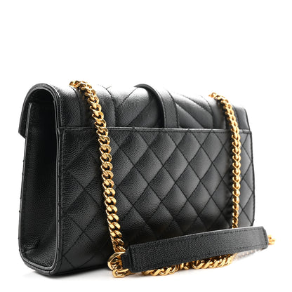 Saint Laurent Grain De Poudre Textured Mixed Matelasse Triquilt Small Monogram Satchel Black 3 of 11