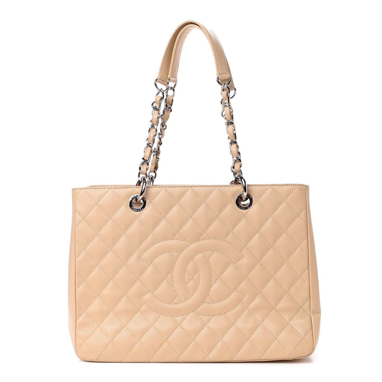 Caviar Quilted Grand Shopping Tote GST Beige