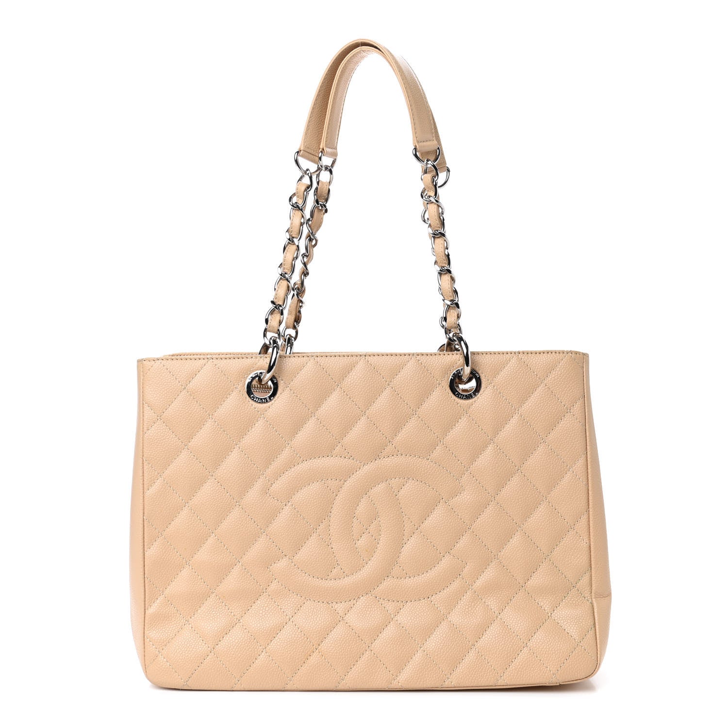 Chanel Caviar Quilted Grand Shopping Tote GST Beige 1 of 12