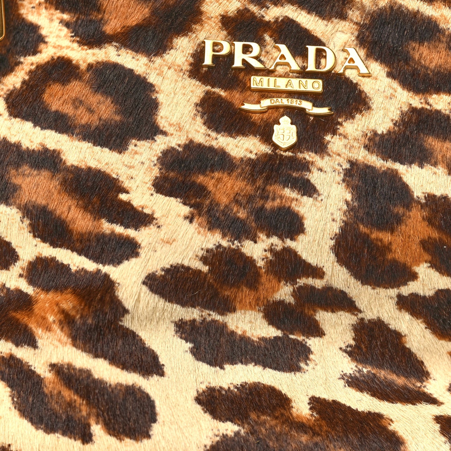 Calf Hair Leopard Print Bag Avorio