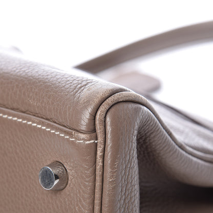 Hermes Taurillon Clemence Shoulder Kelly 40 Etoupe 12 of 14