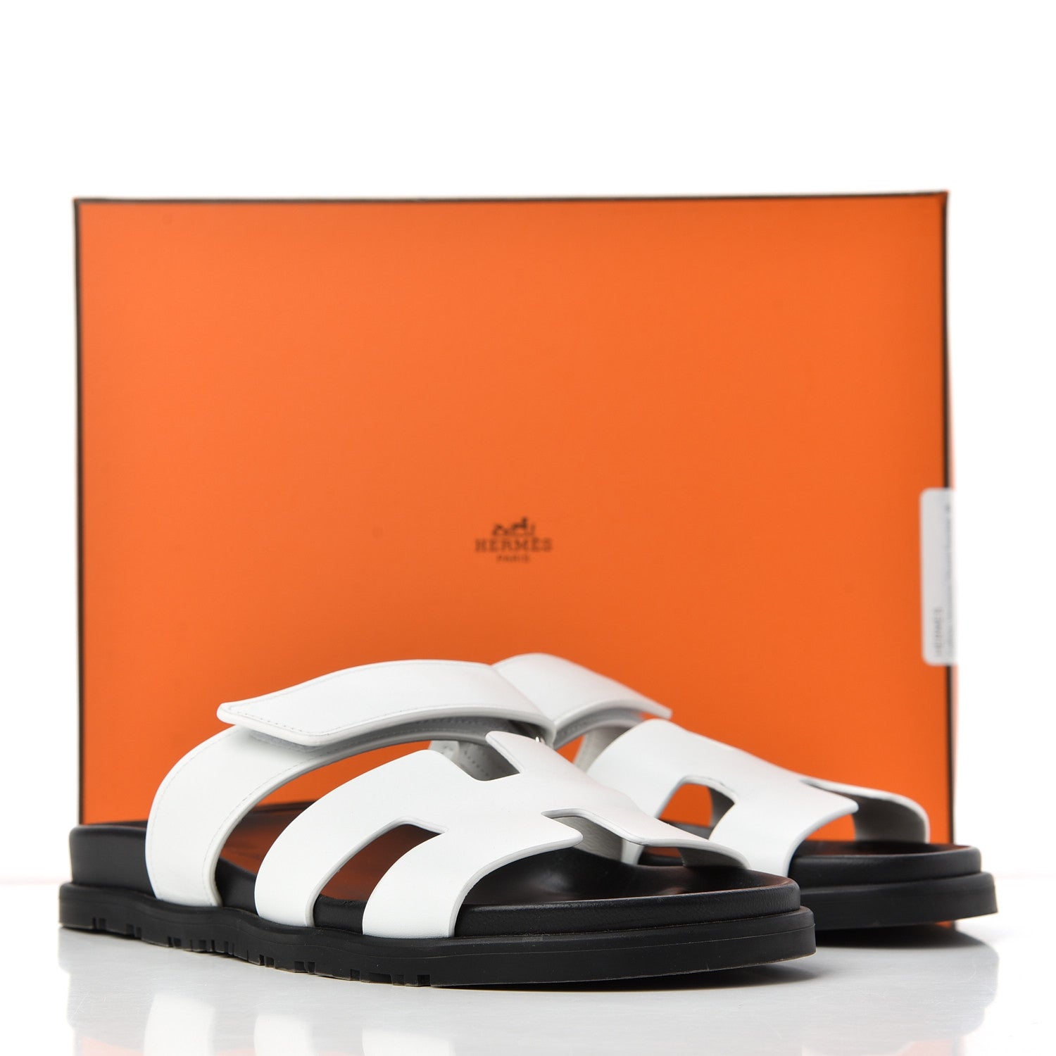 Hermes Calfskin Womens Chypre Sandals 38 White 11 of 11