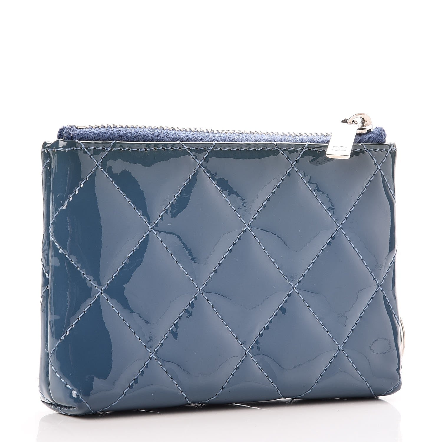 Chanel Patent Quilted Brilliant Key Holder Case Royal Blue 3 of 10