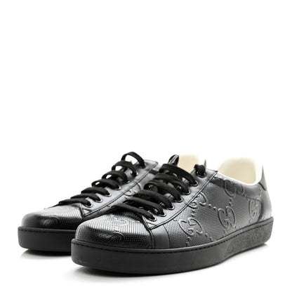 Gucci Calfskin GG Tennis Embossed Mens Ace Sneakers 9 Black 3 of 9
