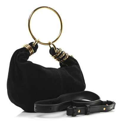 Chloe Suede Calfskin Small Snake Bracelet Hobo Bag Black 3 of 9