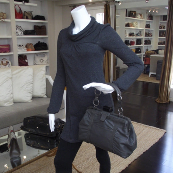 Lanvin Leather Draped Frame Bag Grey 2 of 8