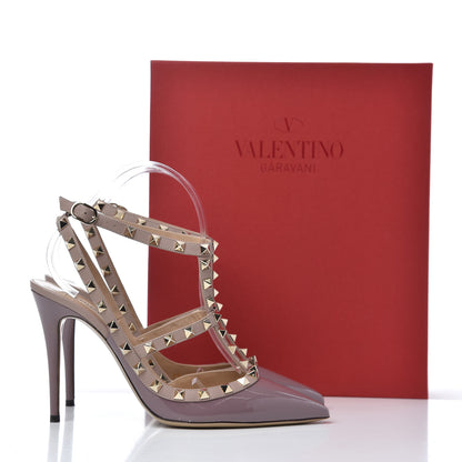 Valentino Garavani Patent Rockstud Ankle Strap 100mm Pumps 39.5 Dark Mauve Poudre 16 of 16